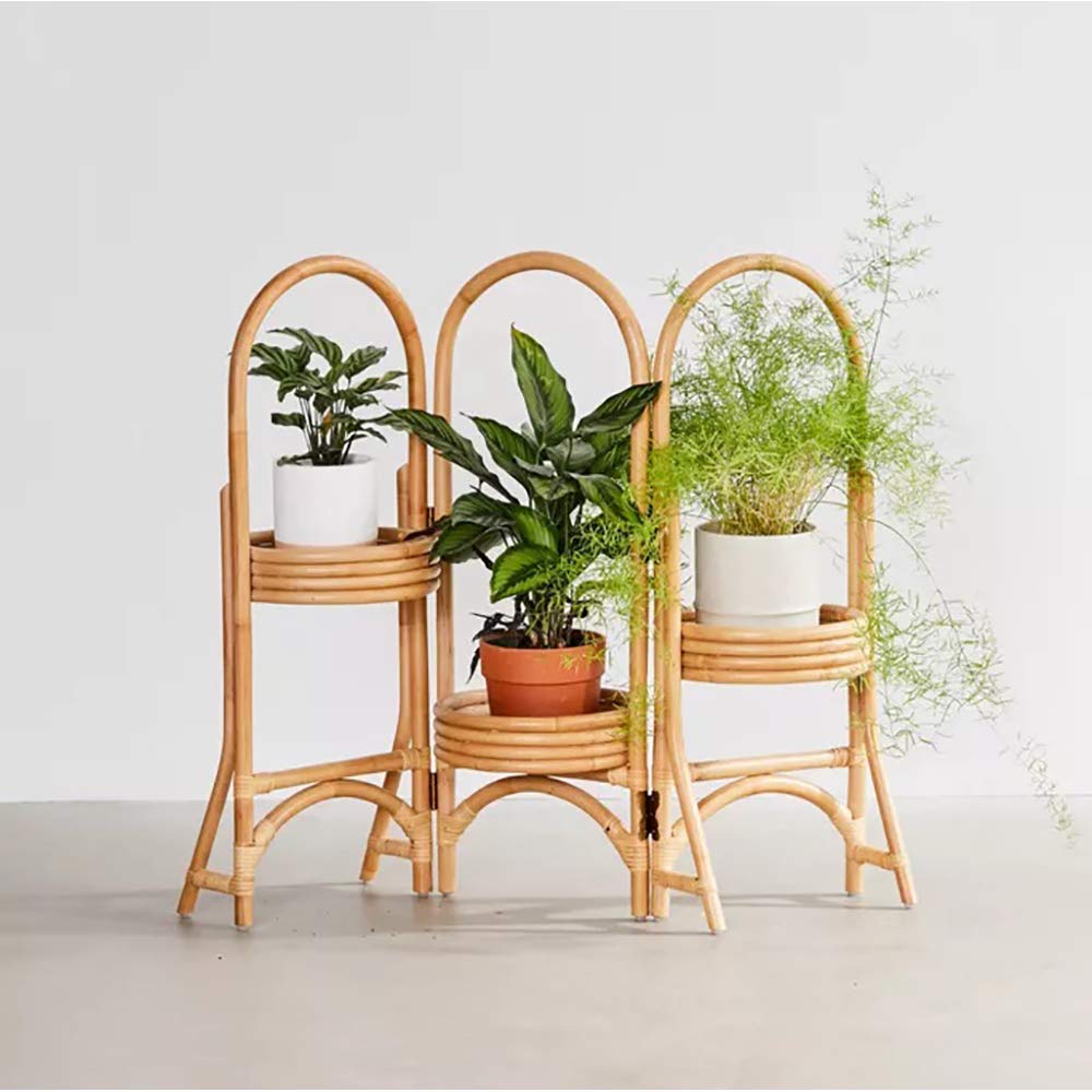 3 Tier Foldable Rattan Cane Plant Pot Stand