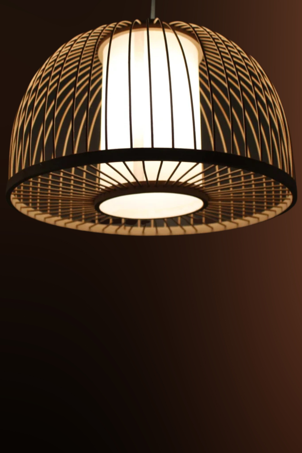 Hemispherical Shaped Bamboo Stick Pendant Light