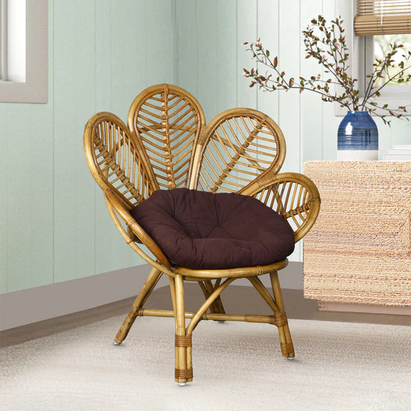 Flower Modern Rattan Chair with Artistic Backrest