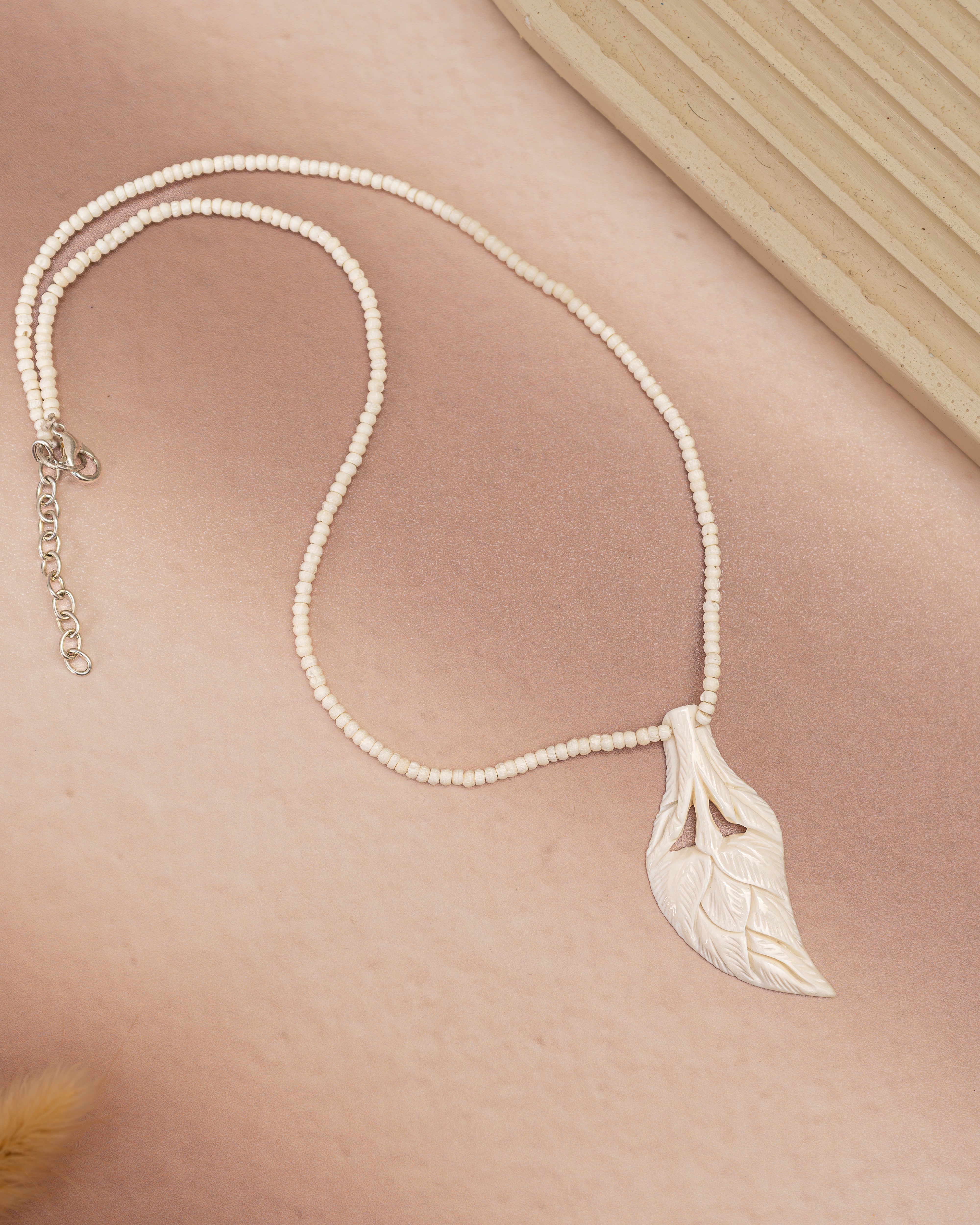 Leaf Carved Bone Necklace