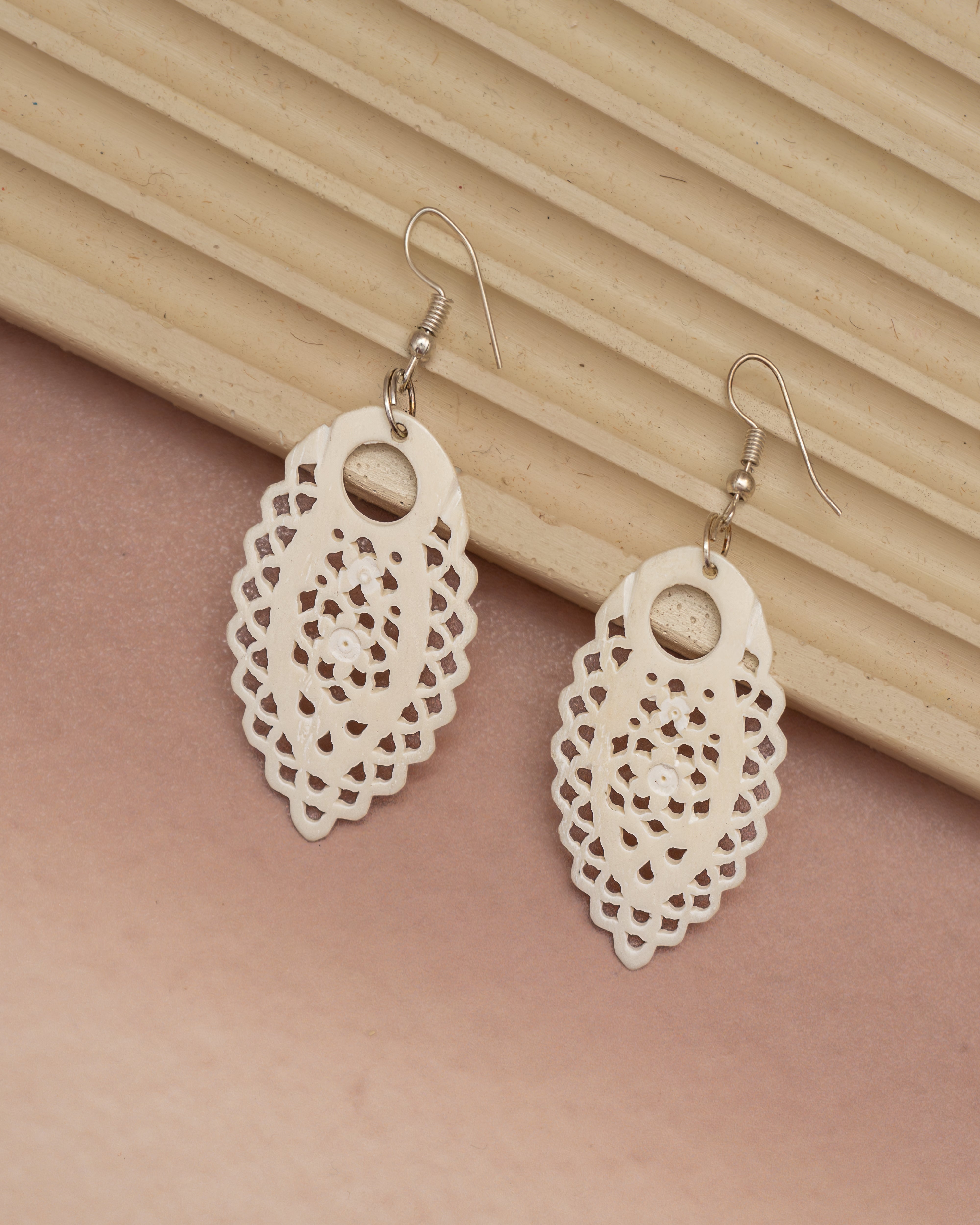 Designer Bone Carving Earring – Intricate Handcrafted Design