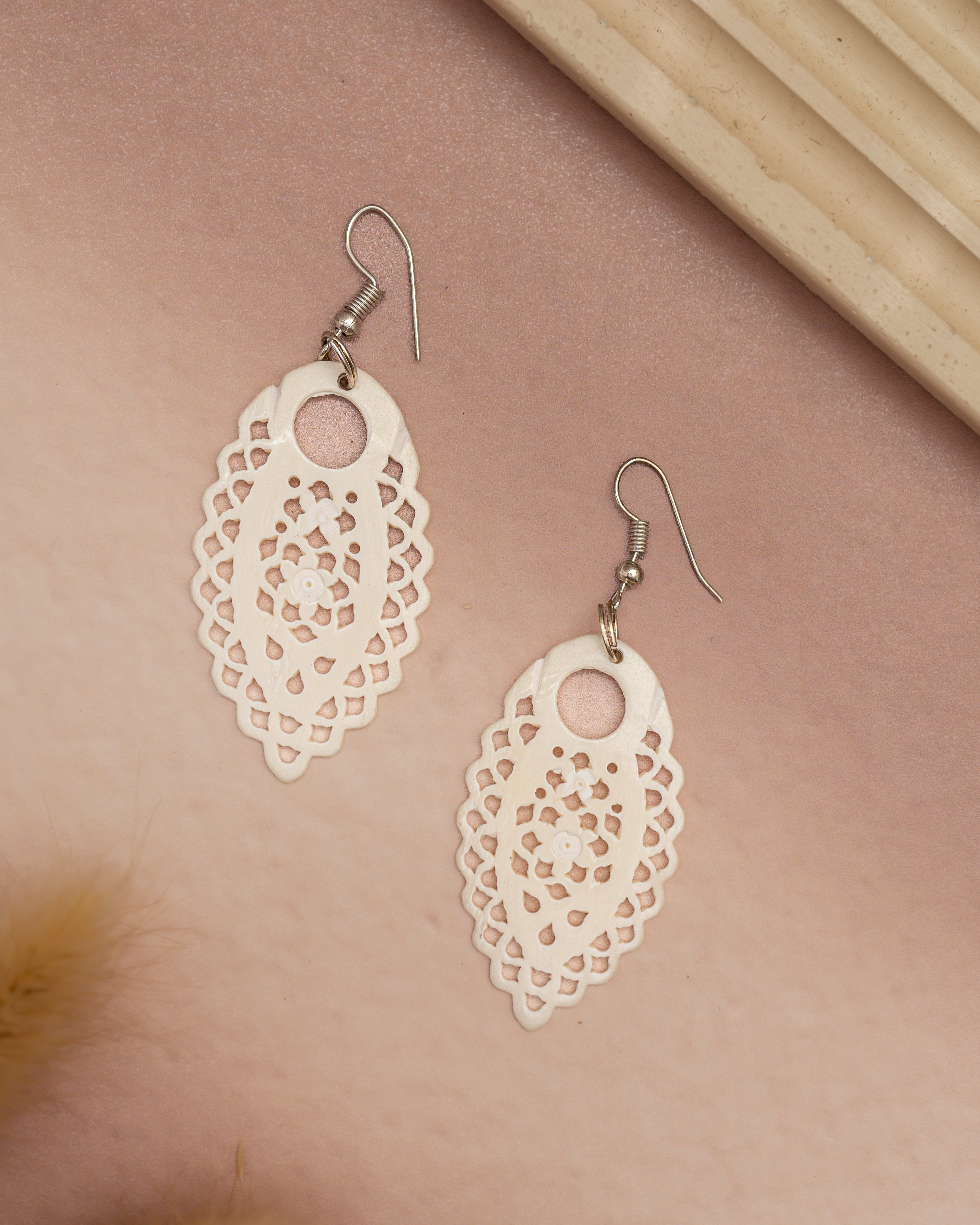 Designer Bone Carving Earring – Intricate Handcrafted Design