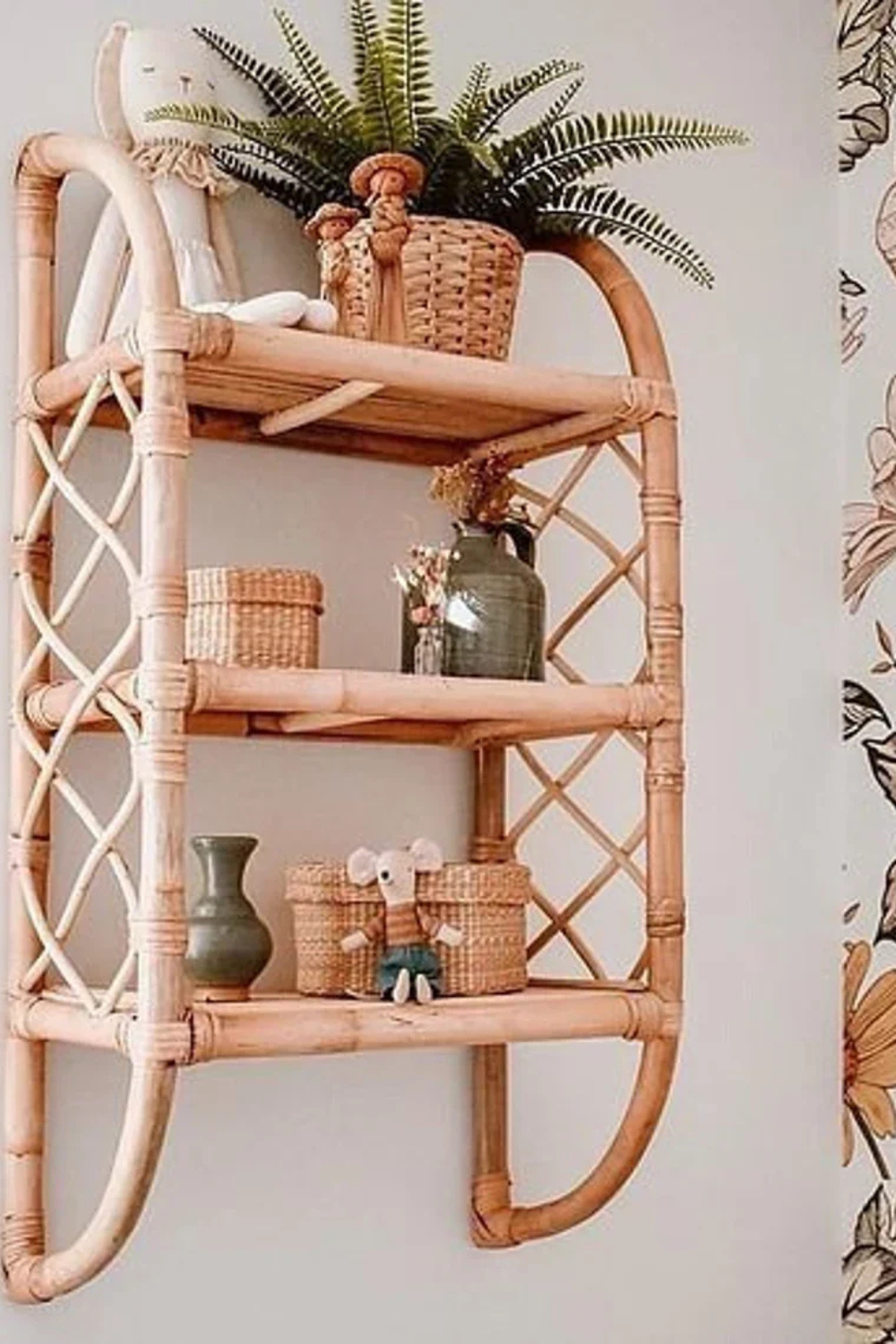 Handmade Cane Wall Hanging Shelf for stylish home décor