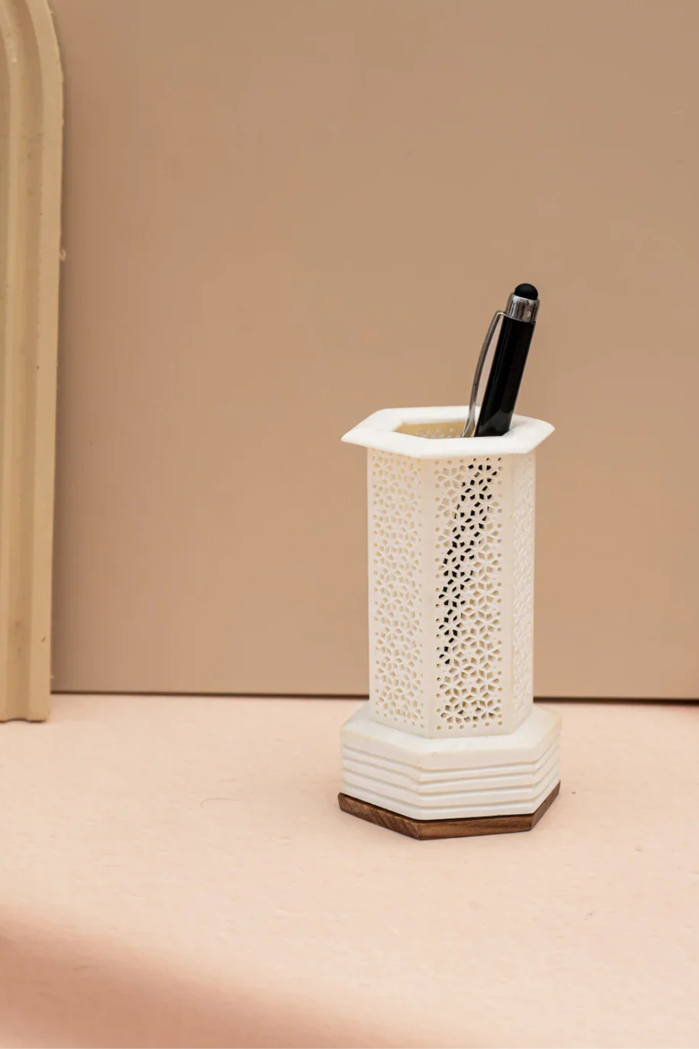 Illuminated Bone Pen Stand and Lamp