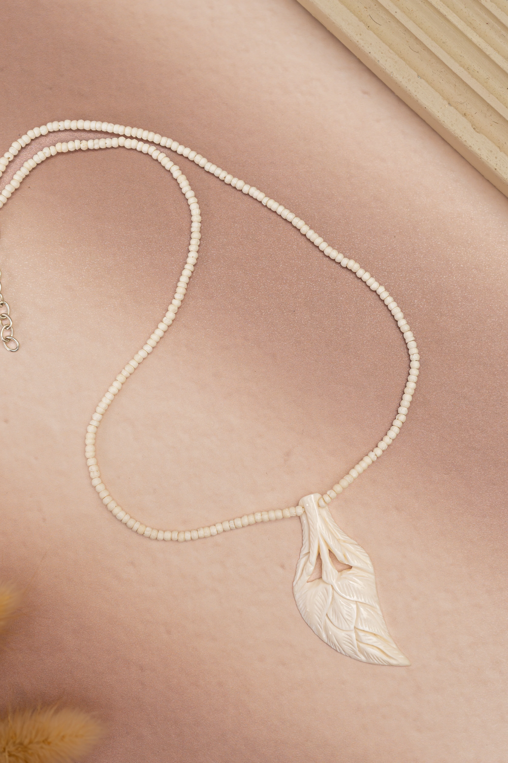 Leaf Carved Bone Necklace