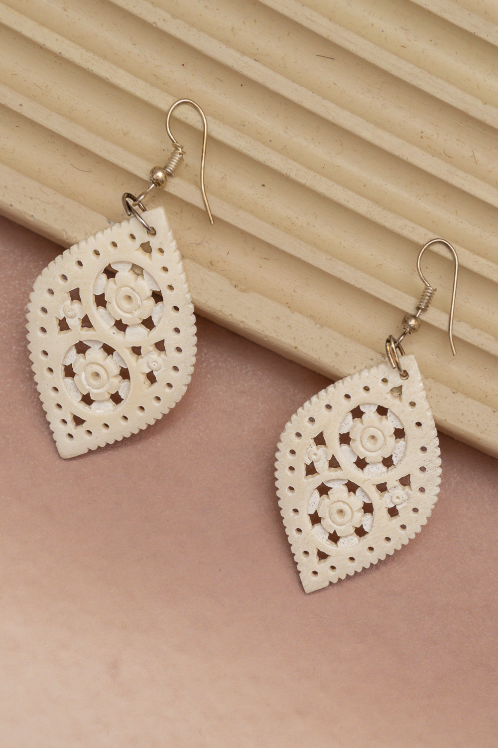 Handcrafted Bone Carving Dangle Earrings