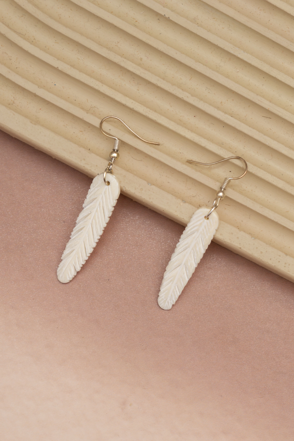 Feather Styled Bone Carving Earring