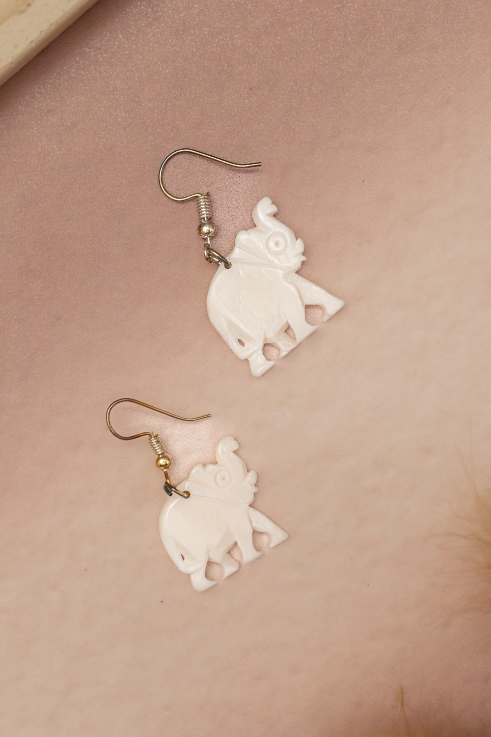 White Bone Elephant Earrings – Handcrafted Ethnic Design