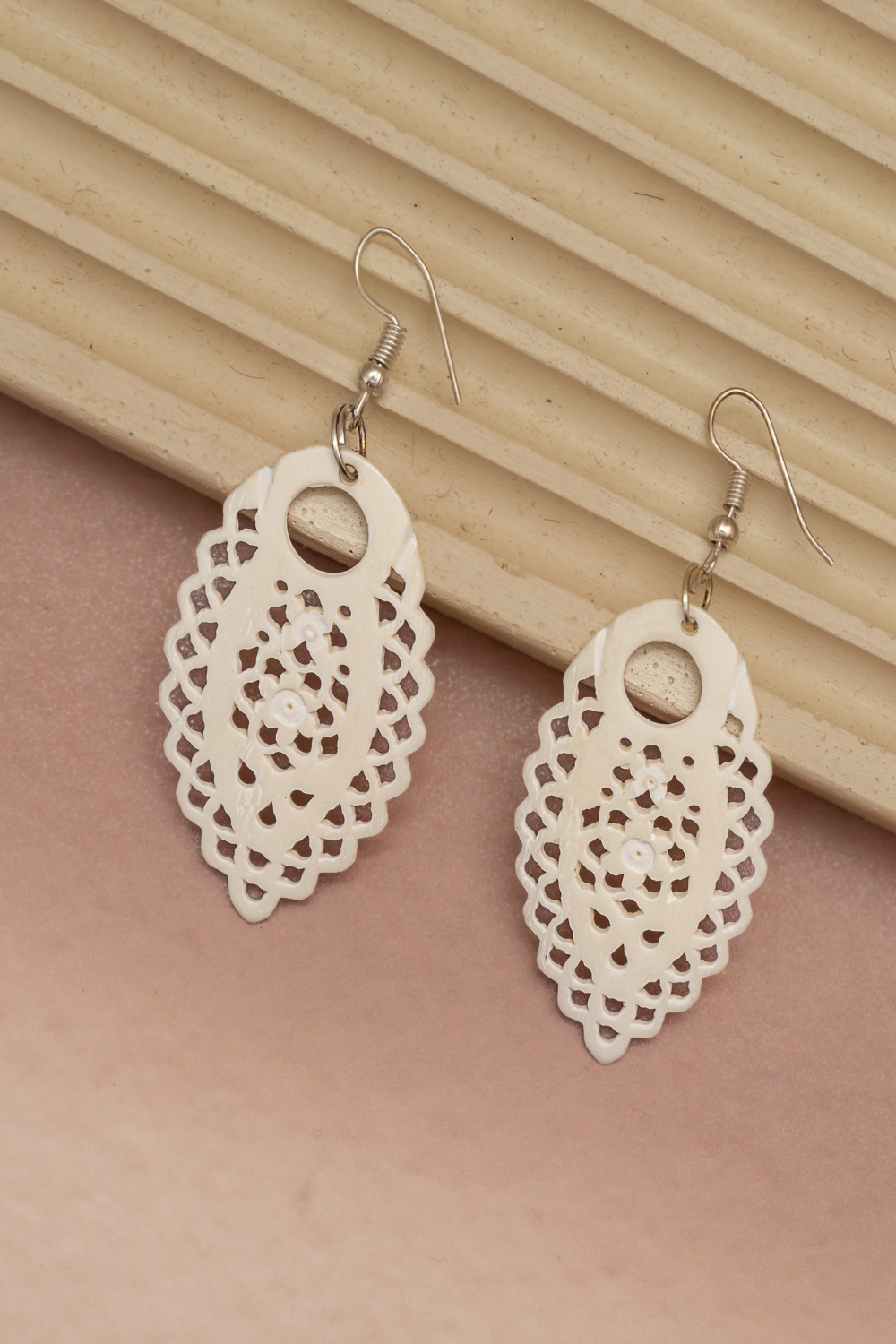 Designer Bone Carving Earring – Intricate Handcrafted Design