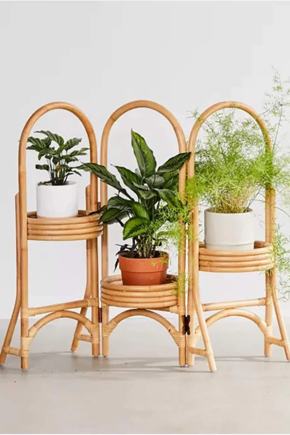 3 Tier Foldable Rattan Cane Plant Pot Stand