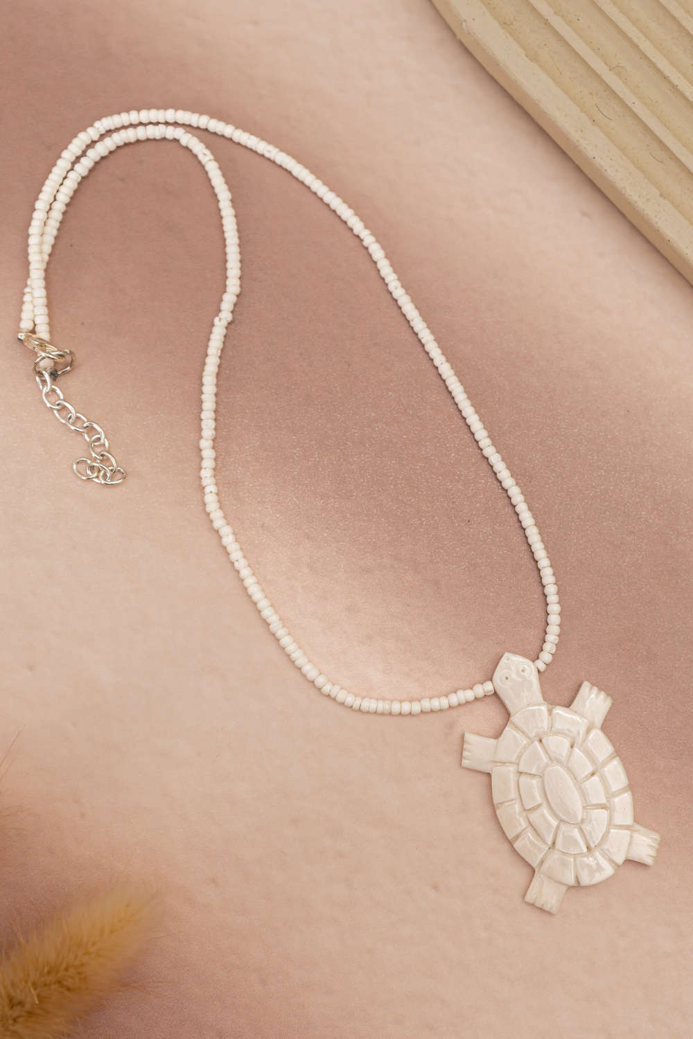 Bone Beaded Turtle Necklace