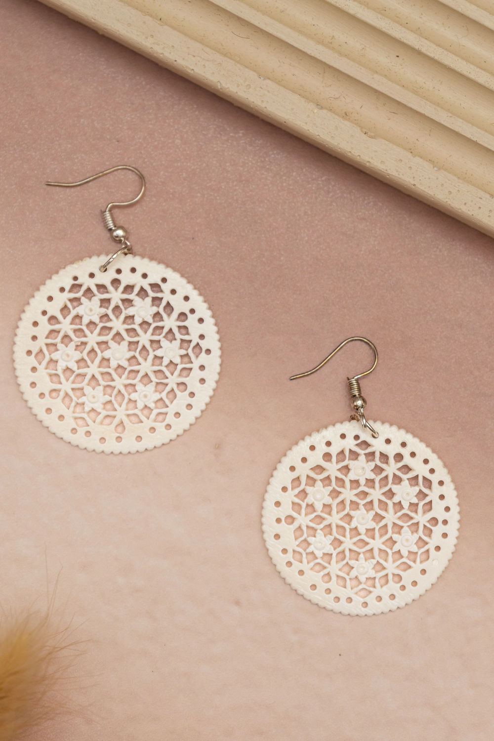 Round Filigree Bone Earrings